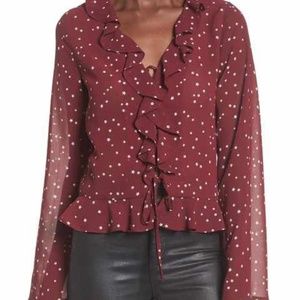 Eloide- Star Print Lace-Up Top